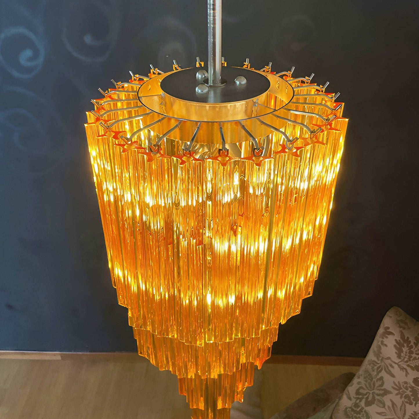 Spiral Prism Glass Chandelier - Elegant Design with Adjustable Height