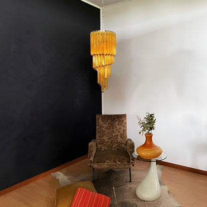 Spiral Prism Glass Chandelier - Elegant Design with Adjustable Height