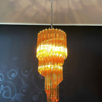 Spiral Prism Glass Chandelier - Elegant Design with Adjustable Height