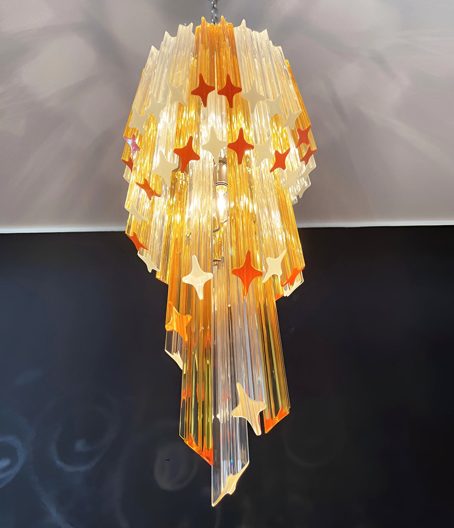 Spiral Prism Glass Chandelier - Elegant Design with Adjustable Height