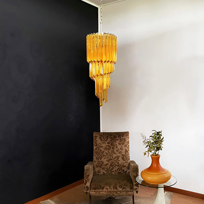 Spiral Prism Glass Chandelier - Elegant Design with Adjustable Height