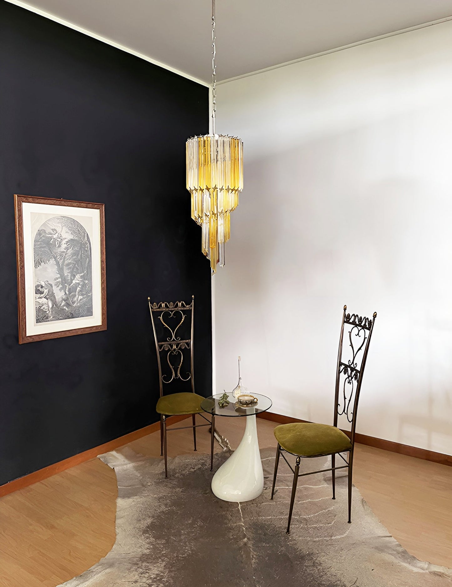 Spiral Prism Glass Chandelier - Elegant Design with Adjustable Height