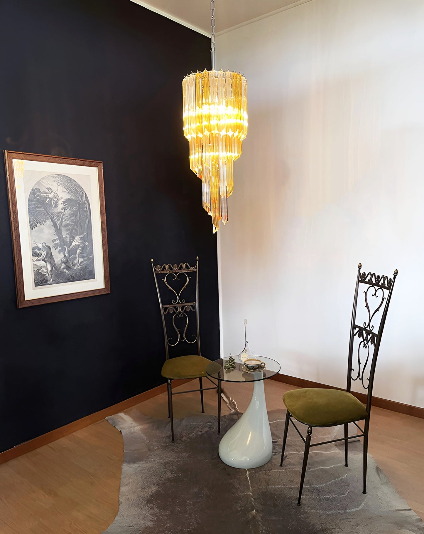 Spiral Prism Glass Chandelier - Elegant Design with Adjustable Height