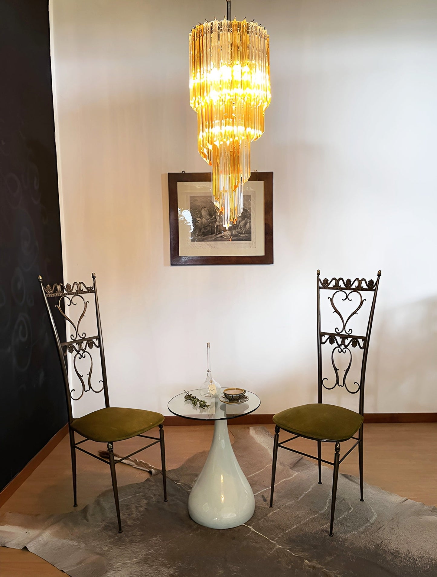Spiral Prism Glass Chandelier - Elegant Design with Adjustable Height