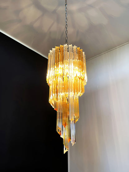 Spiral Prism Glass Chandelier - Elegant Design with Adjustable Height