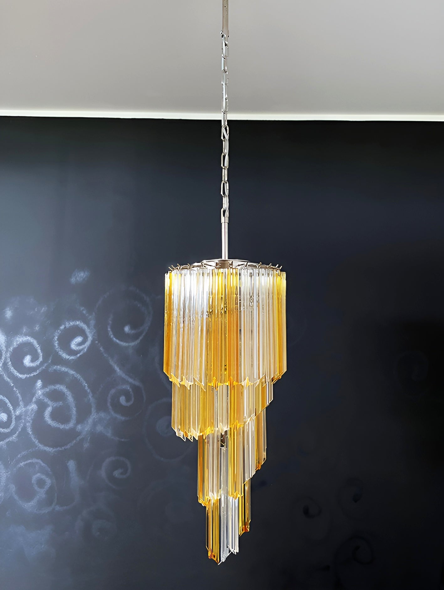 Spiral Prism Glass Chandelier - Elegant Design with Adjustable Height