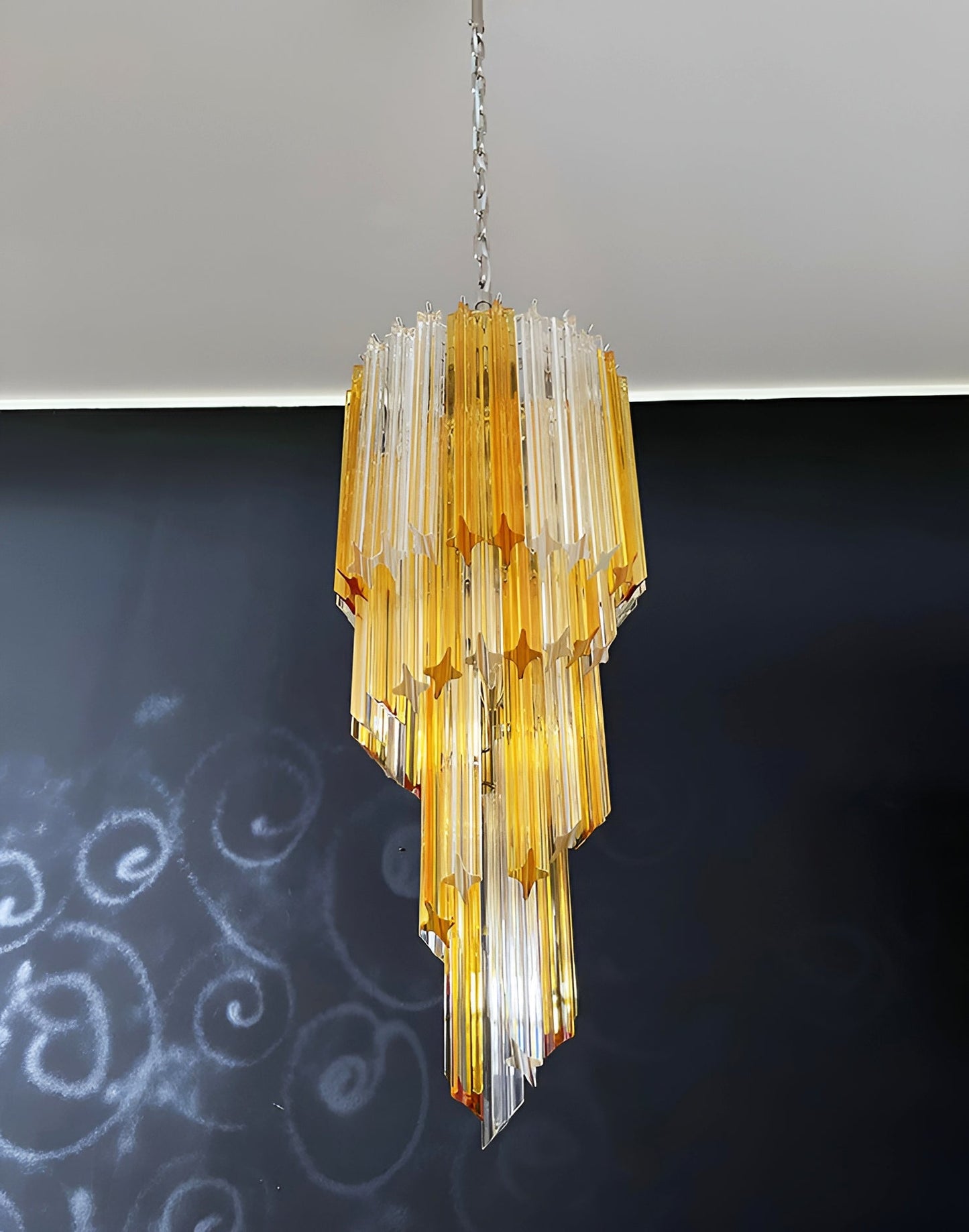 Spiral Prism Glass Chandelier - Elegant Design with Adjustable Height