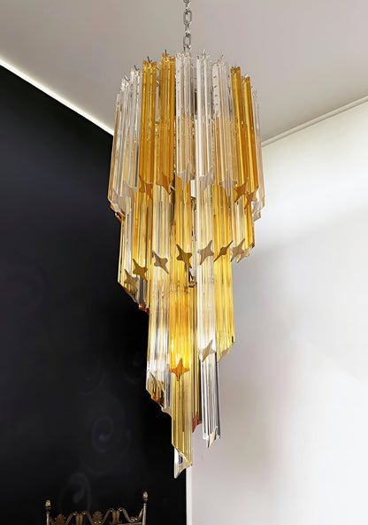 Spiral Prism Glass Chandelier - Elegant Design with Adjustable Height