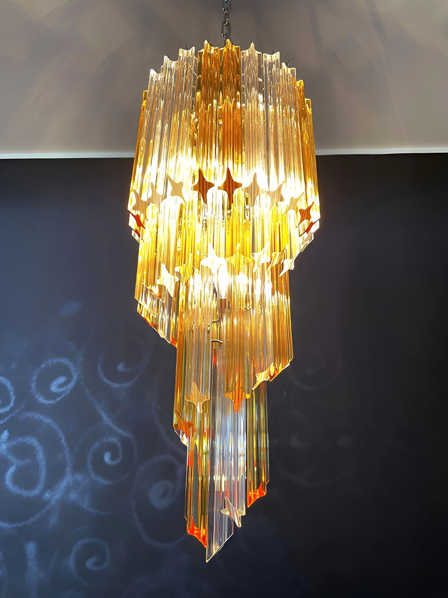 Spiral Prism Glass Chandelier - Elegant Design with Adjustable Height