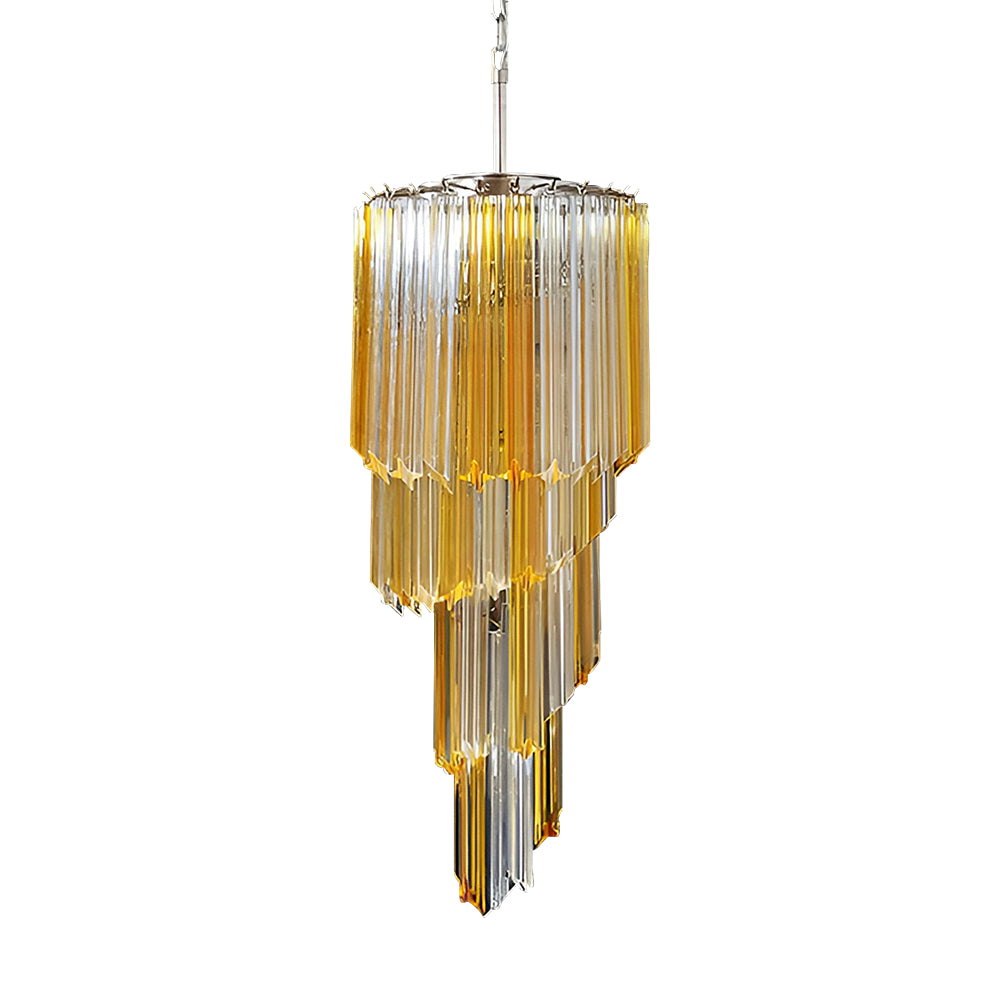 Spiral Prism Glass Chandelier - Elegant Design with Adjustable Height