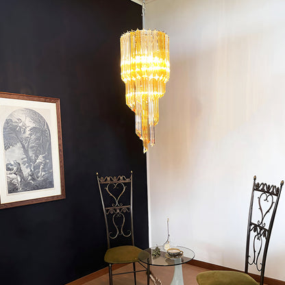 Spiral Prism Glass Chandelier - Elegant Design with Adjustable Height