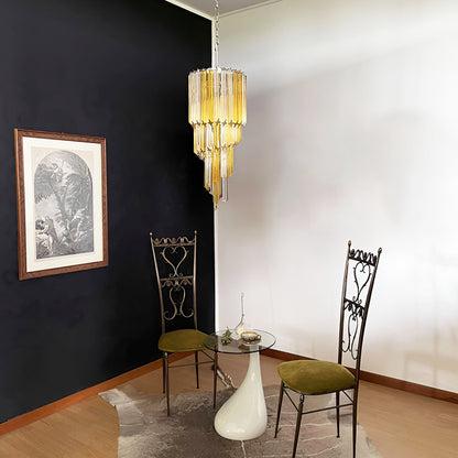 Spiral Prism Glass Chandelier - Elegant Design with Adjustable Height