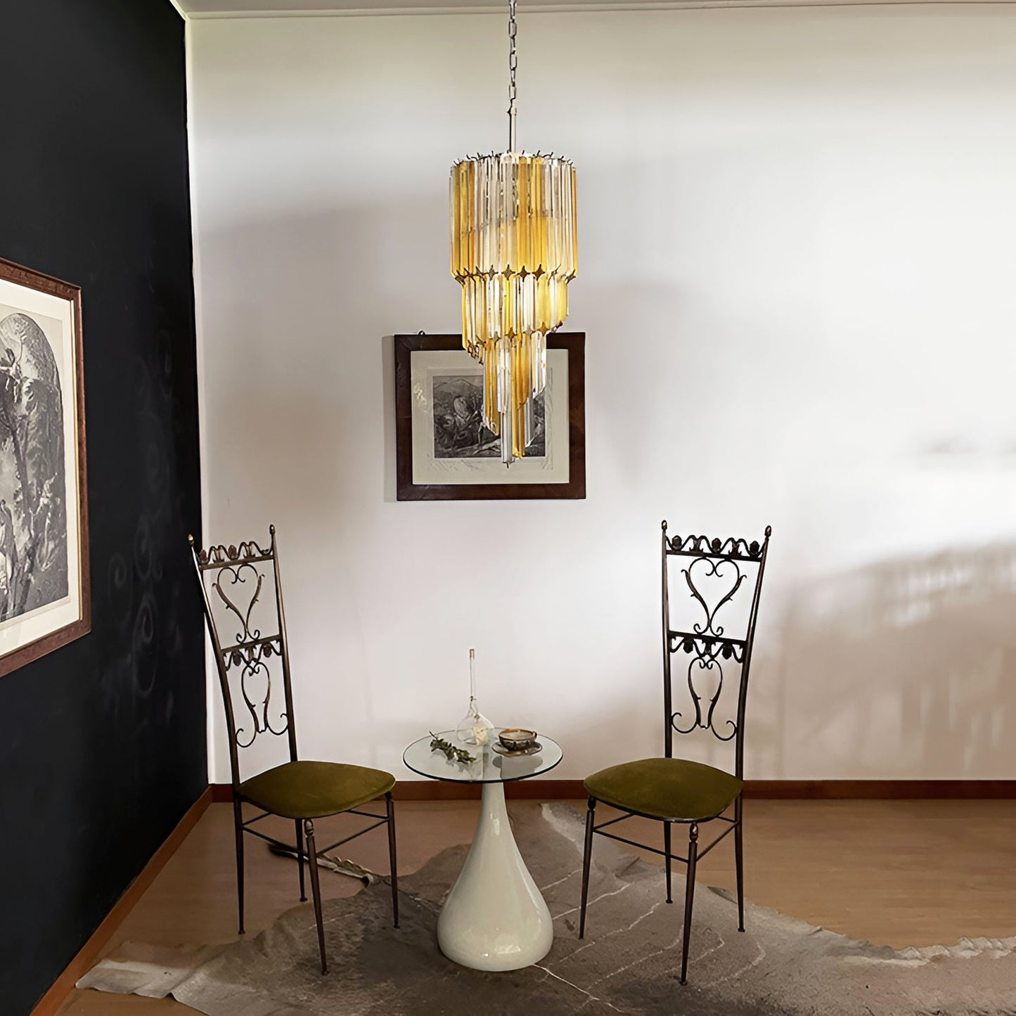 Spiral Prism Glass Chandelier - Elegant Design with Adjustable Height