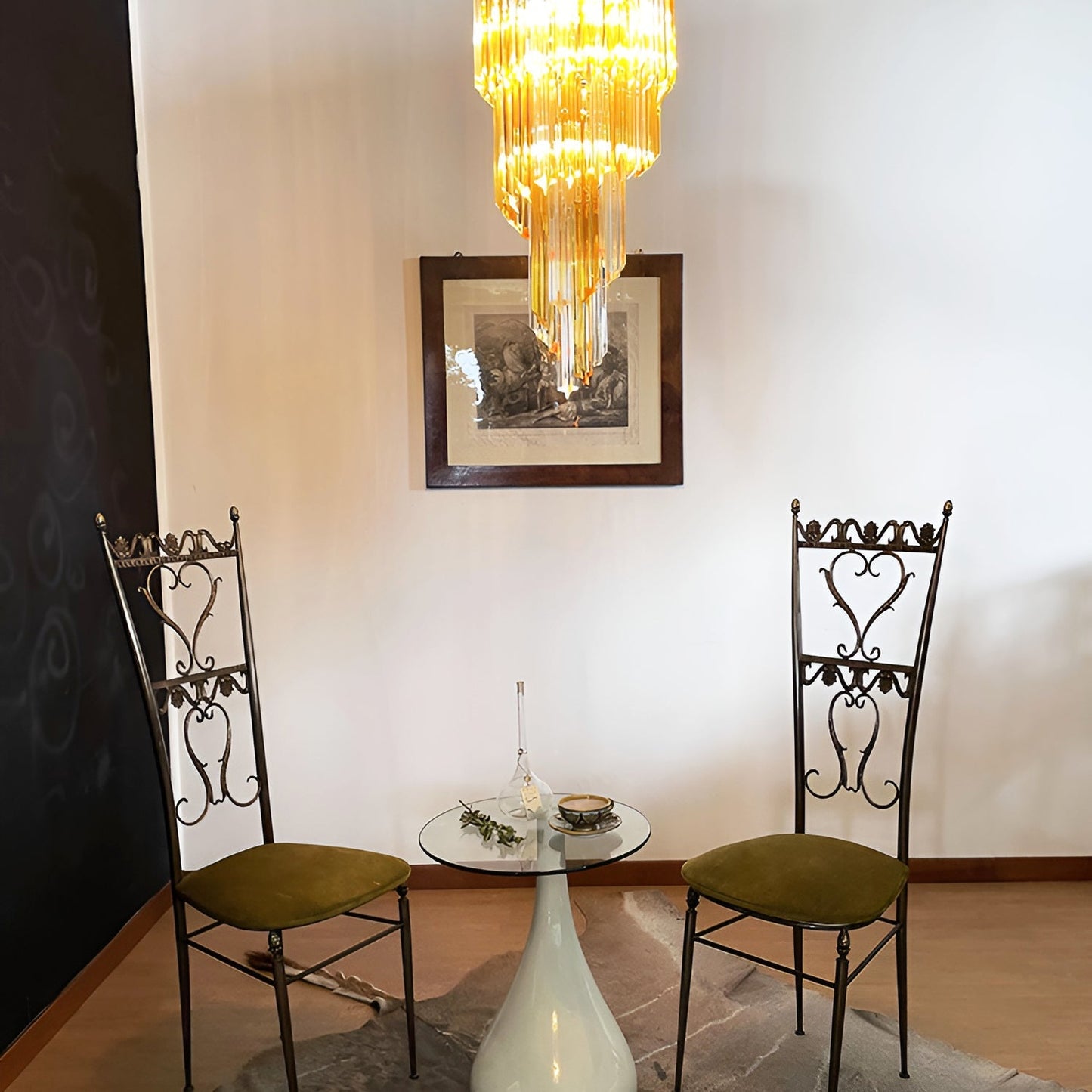Spiral Prism Glass Chandelier - Elegant Design with Adjustable Height