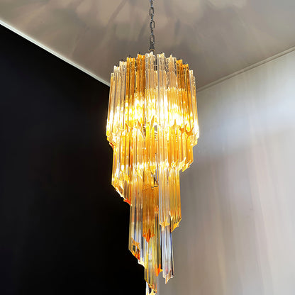 Spiral Prism Glass Chandelier - Elegant Design with Adjustable Height