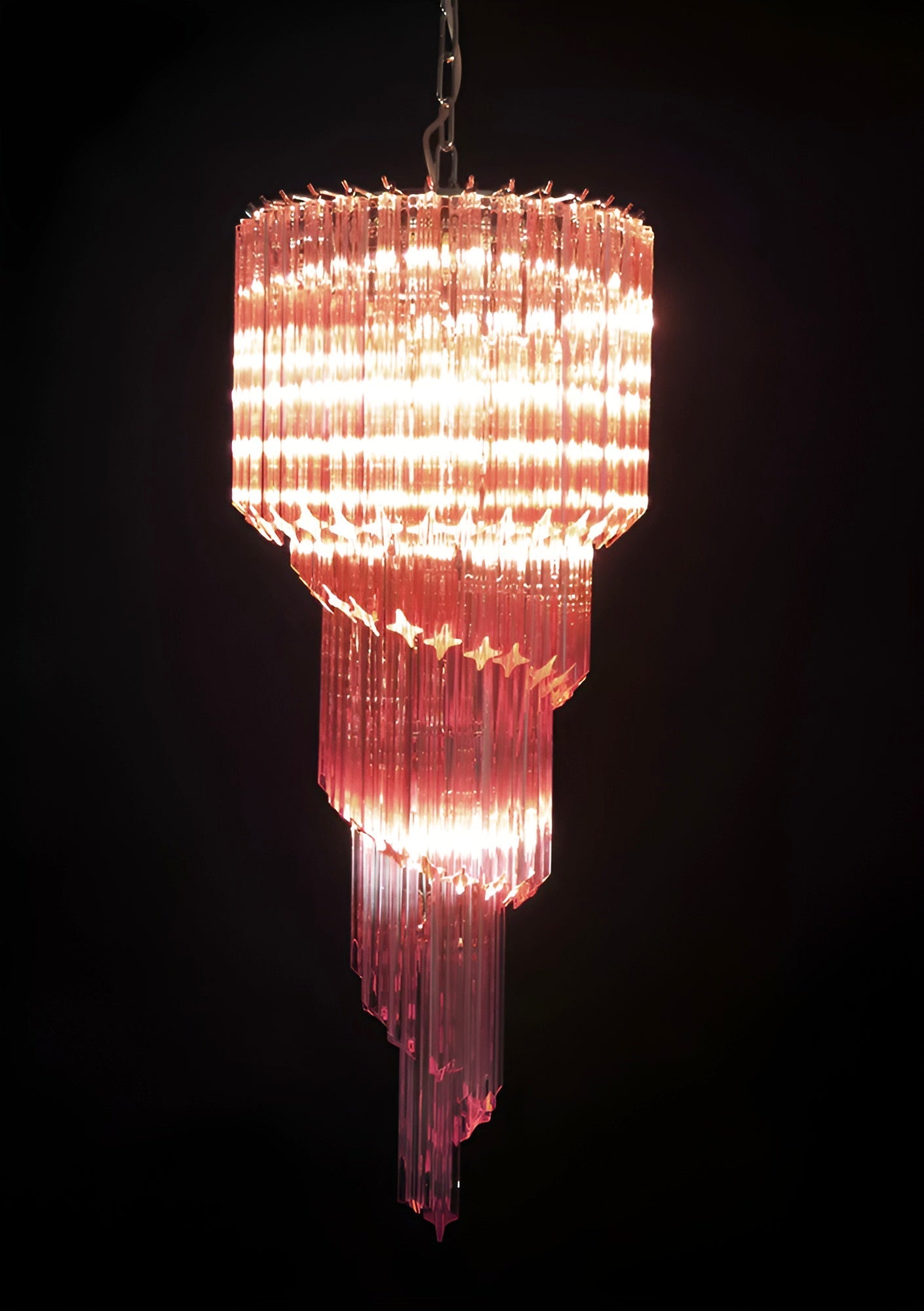 Spiral Prism Glass Chandelier - Elegant Design with Adjustable Height
