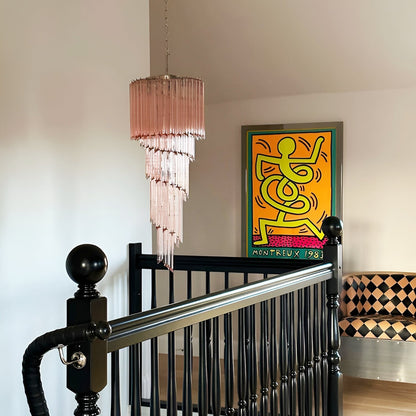 Spiral Prism Glass Chandelier - Elegant Design with Adjustable Height