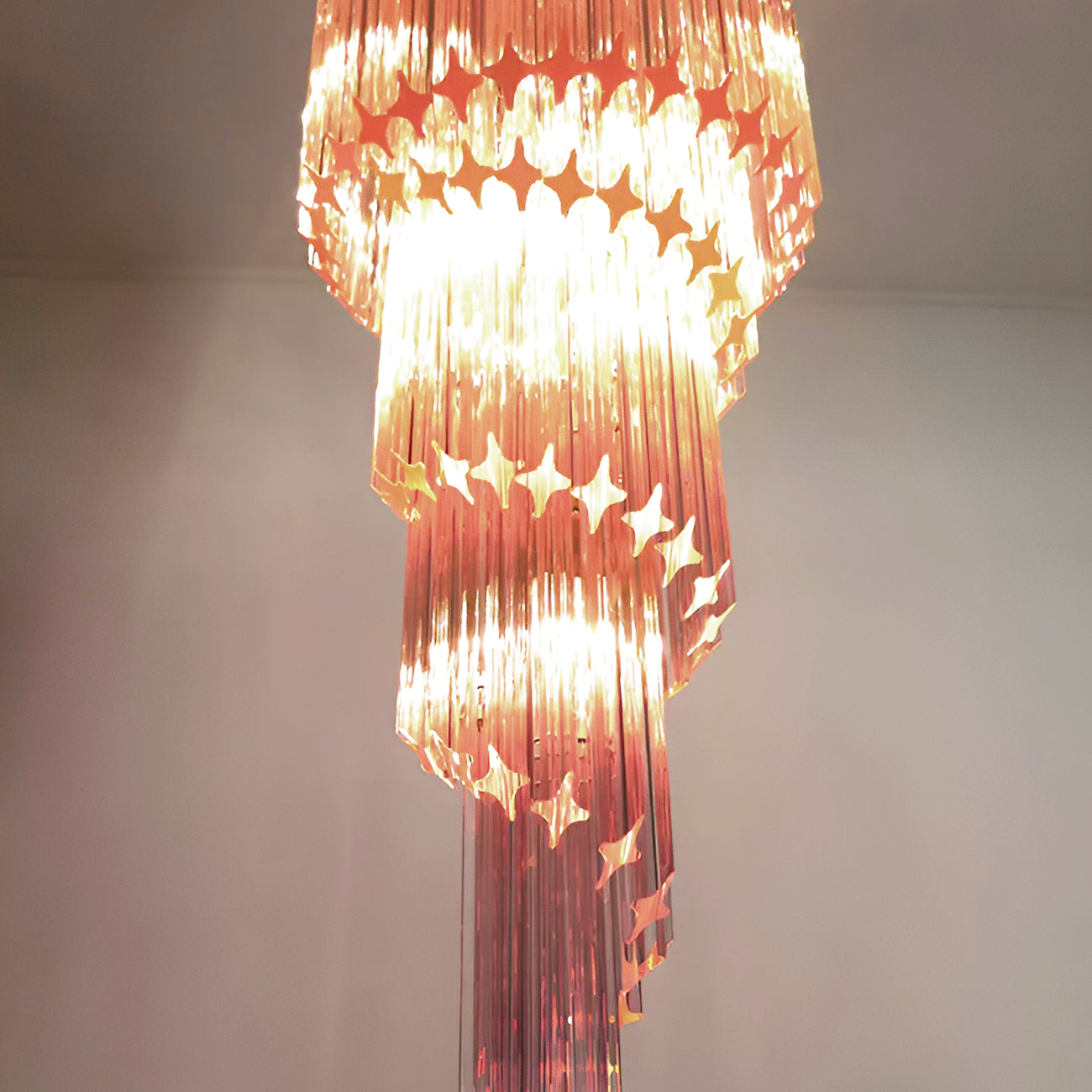 Spiral Prism Glass Chandelier - Elegant Design with Adjustable Height