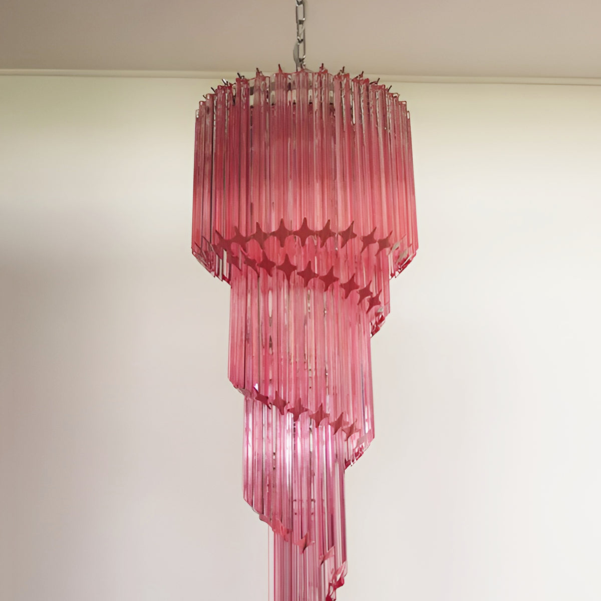Spiral Prism Glass Chandelier - Elegant Design with Adjustable Height