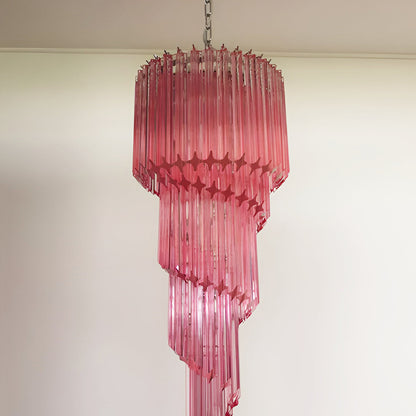 Spiral Prism Glass Chandelier - Elegant Design with Adjustable Height