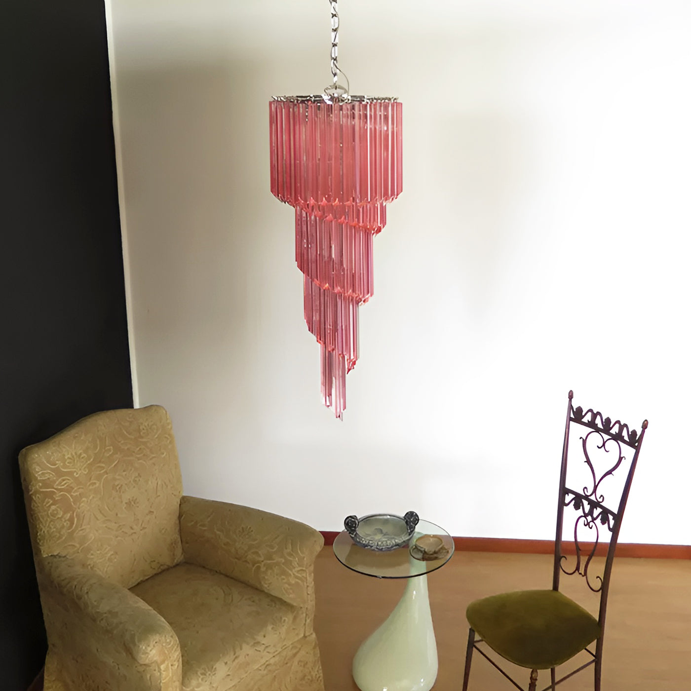 Spiral Prism Glass Chandelier - Elegant Design with Adjustable Height