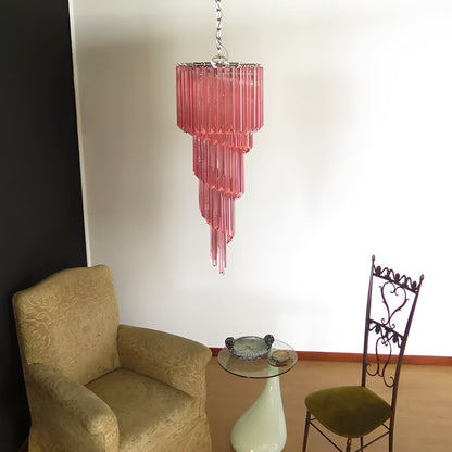 Spiral Prism Glass Chandelier - Elegant Design with Adjustable Height