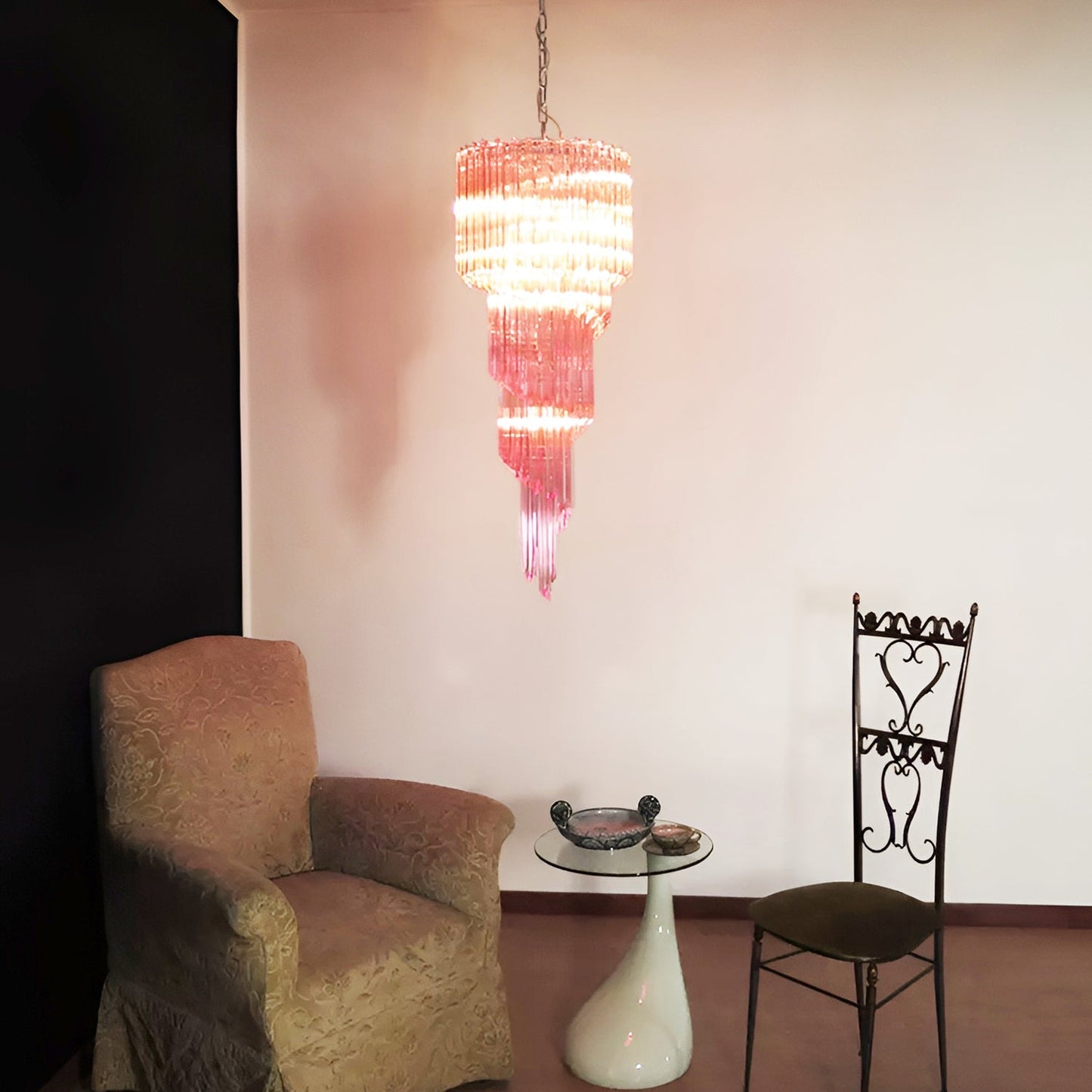 Spiral Prism Glass Chandelier - Elegant Design with Adjustable Height