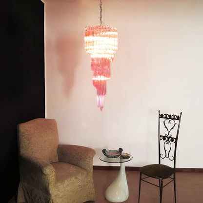 Spiral Prism Glass Chandelier - Elegant Design with Adjustable Height