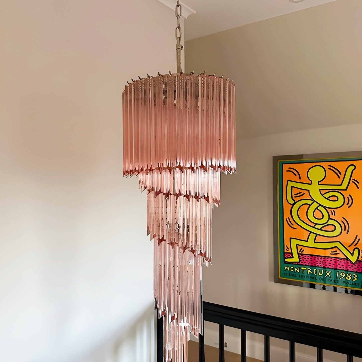 Spiral Prism Glass Chandelier - Elegant Design with Adjustable Height
