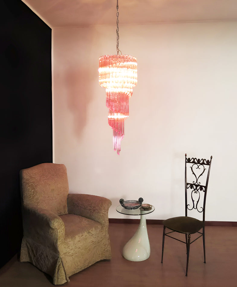 Spiral Prism Glass Chandelier - Elegant Design with Adjustable Height