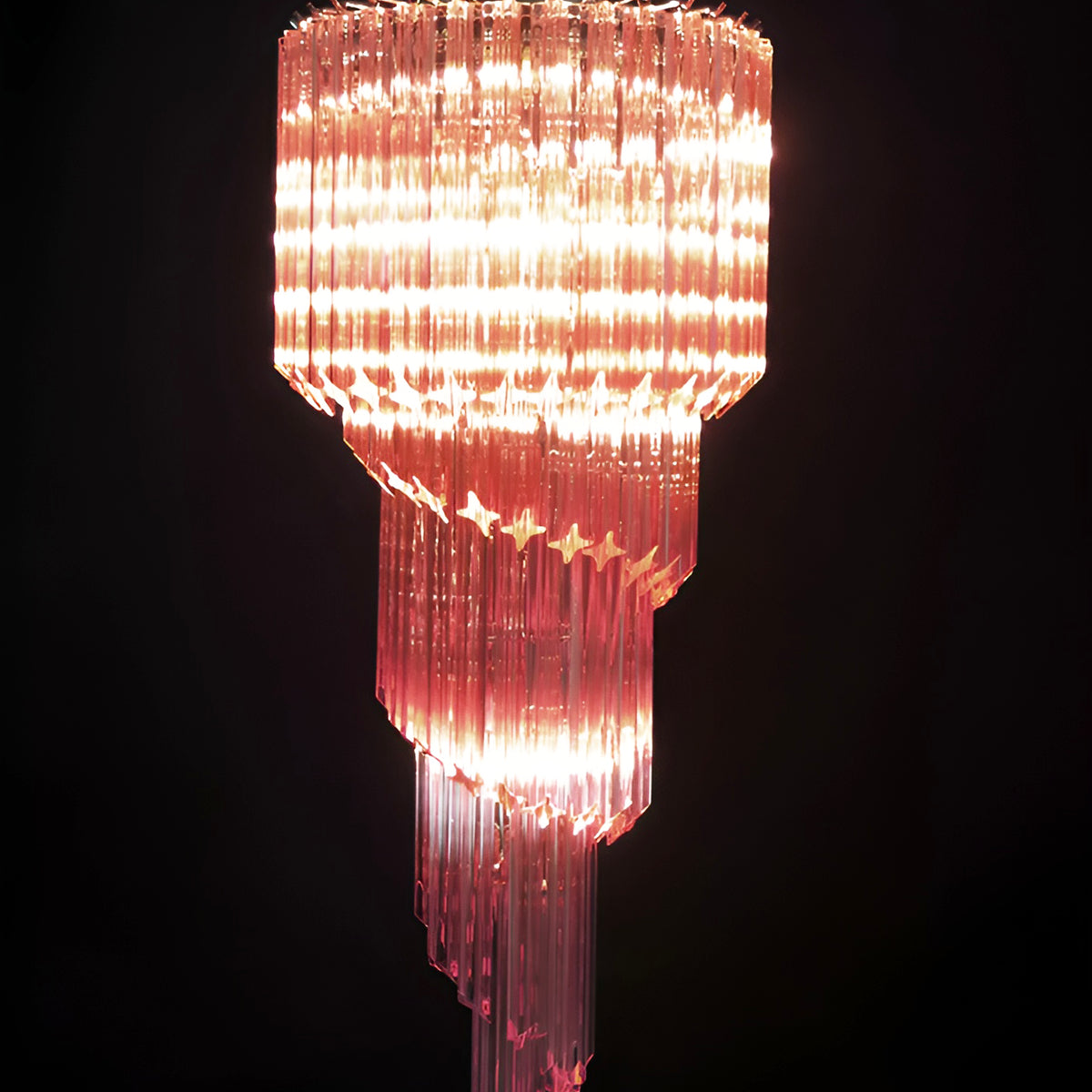 Spiral Prism Glass Chandelier - Elegant Design with Adjustable Height