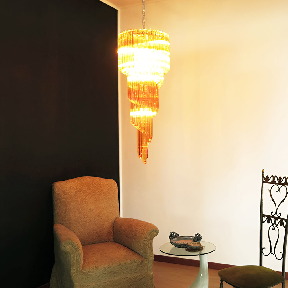Spiral Prism Glass Chandelier - Elegant Design with Adjustable Height