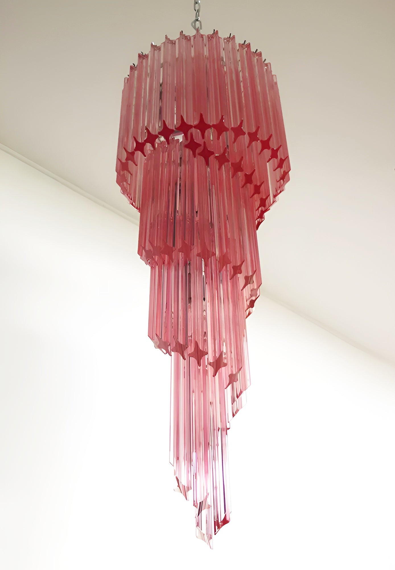Spiral Prism Glass Chandelier - Elegant Design with Adjustable Height