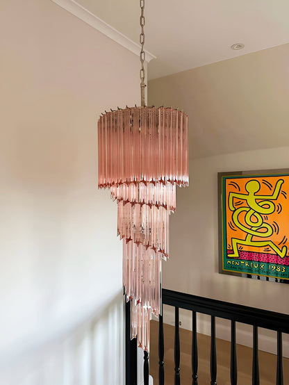 Spiral Prism Glass Chandelier - Elegant Design with Adjustable Height