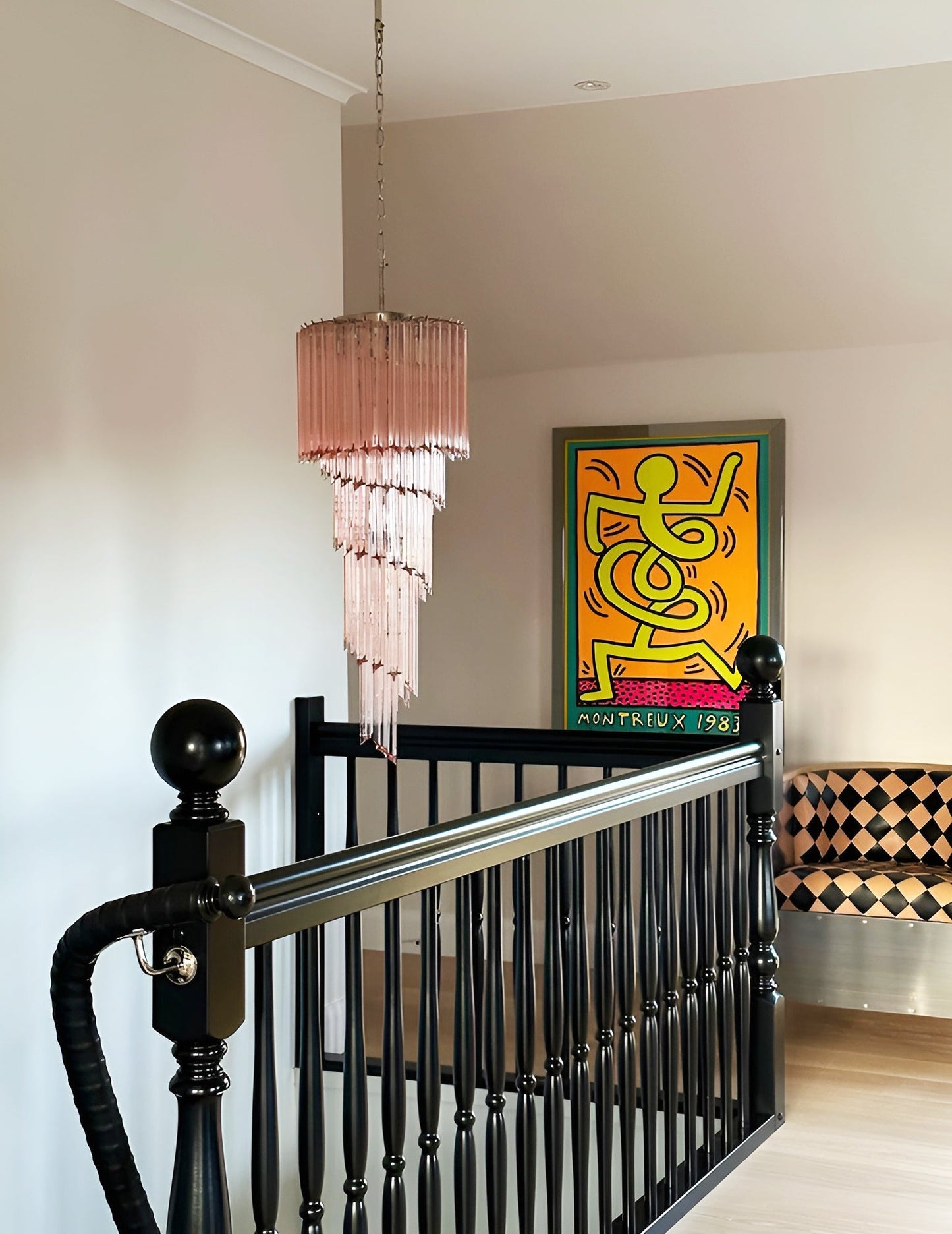 Spiral Prism Glass Chandelier - Elegant Design with Adjustable Height