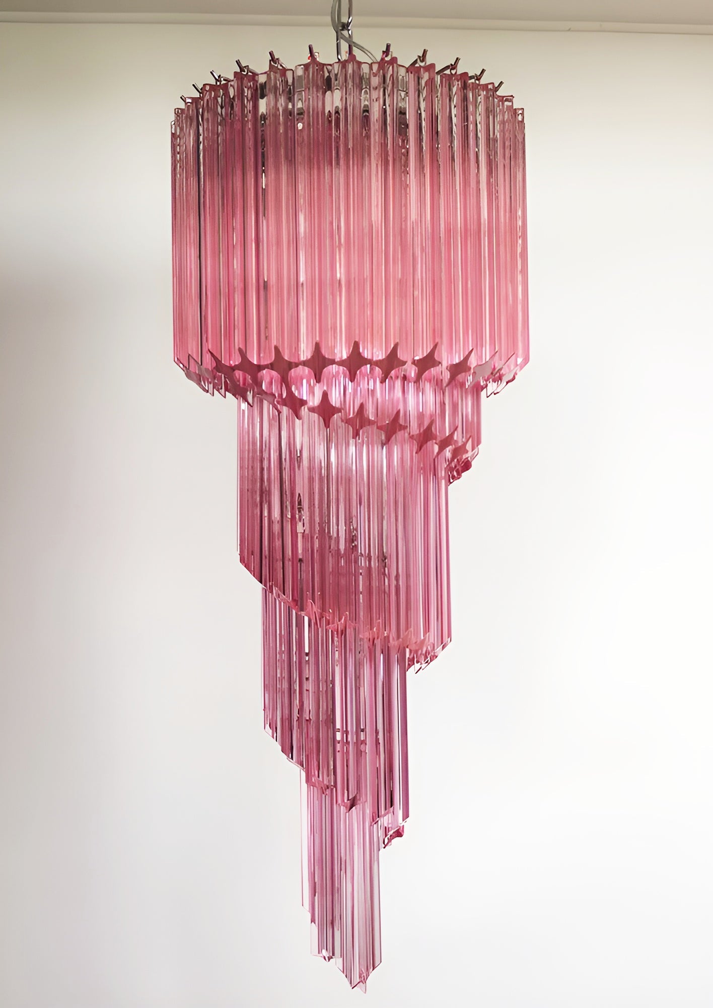 Spiral Prism Glass Chandelier - Elegant Design with Adjustable Height