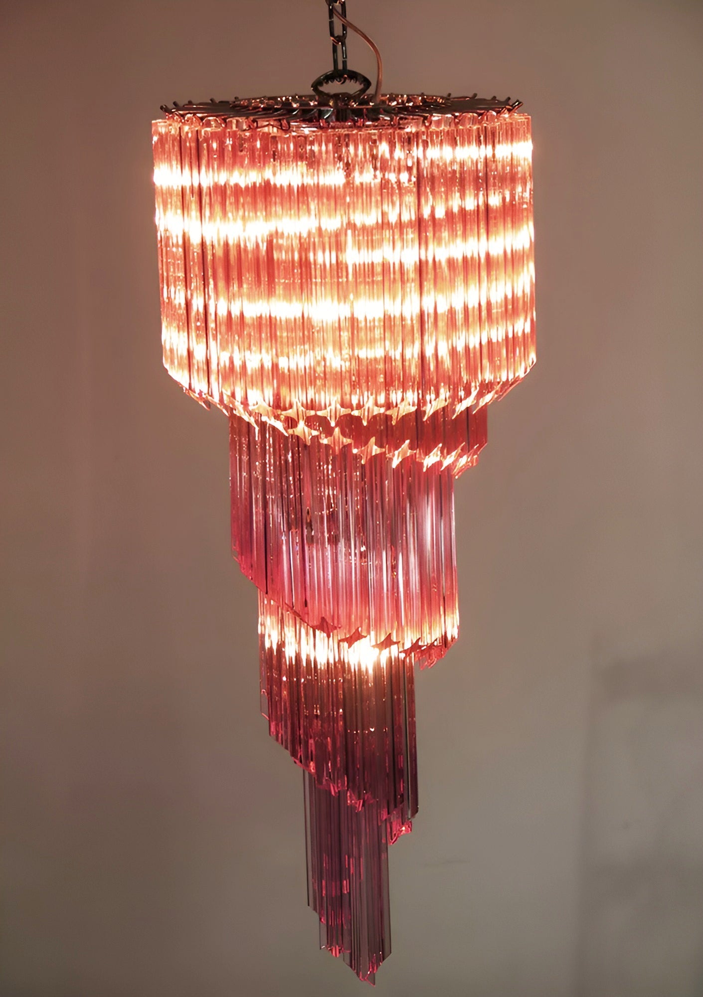 Spiral Prism Glass Chandelier - Elegant Design with Adjustable Height