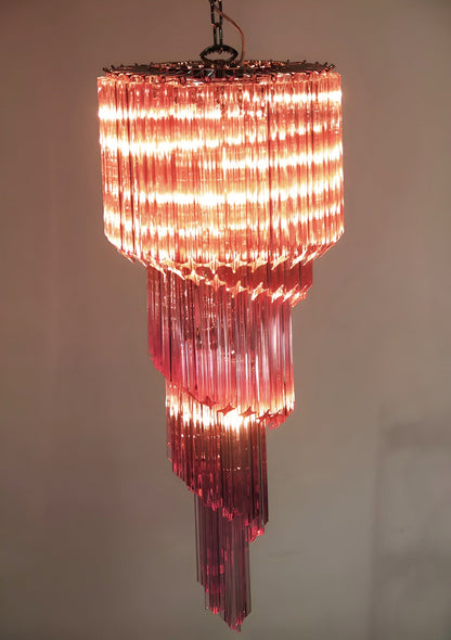 Spiral Prism Glass Chandelier - Elegant Design with Adjustable Height