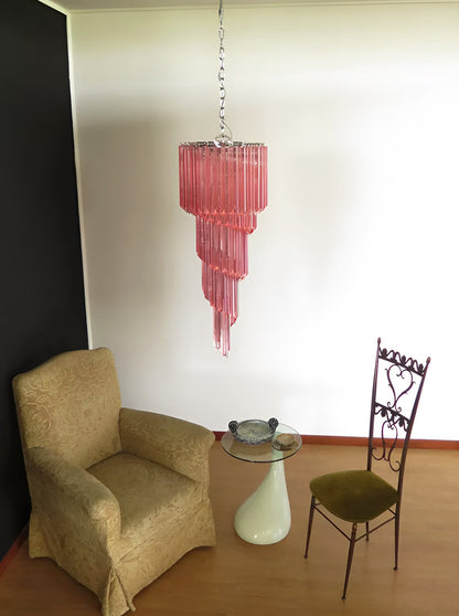 Spiral Prism Glass Chandelier - Elegant Design with Adjustable Height