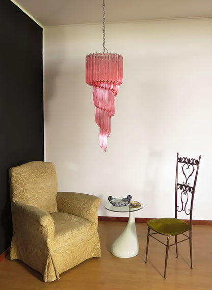 Spiral Prism Glass Chandelier - Elegant Design with Adjustable Height
