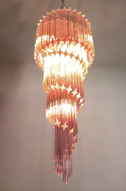 Spiral Prism Glass Chandelier - Elegant Design with Adjustable Height