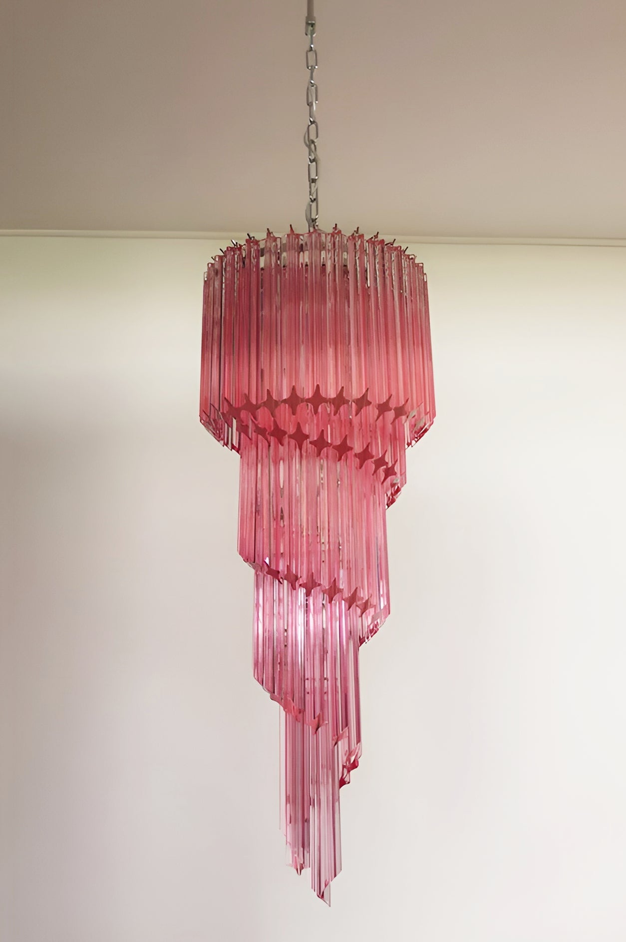 Spiral Prism Glass Chandelier - Elegant Design with Adjustable Height