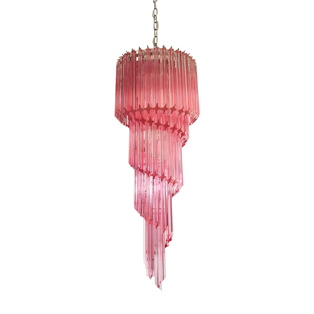 Spiral Prism Glass Chandelier - Elegant Design with Adjustable Height