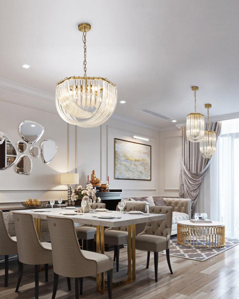 Elegant Trevi Glass Chandelier - Adjustable Height, Energy Efficient
