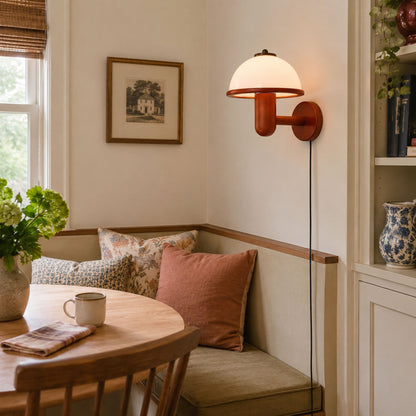 Mushroom Wood Wall Lamp - Adjustable Brightness, Eco-Friendly Design