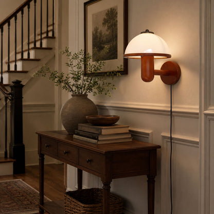 Mushroom Wood Wall Lamp - Adjustable Brightness, Eco-Friendly Design