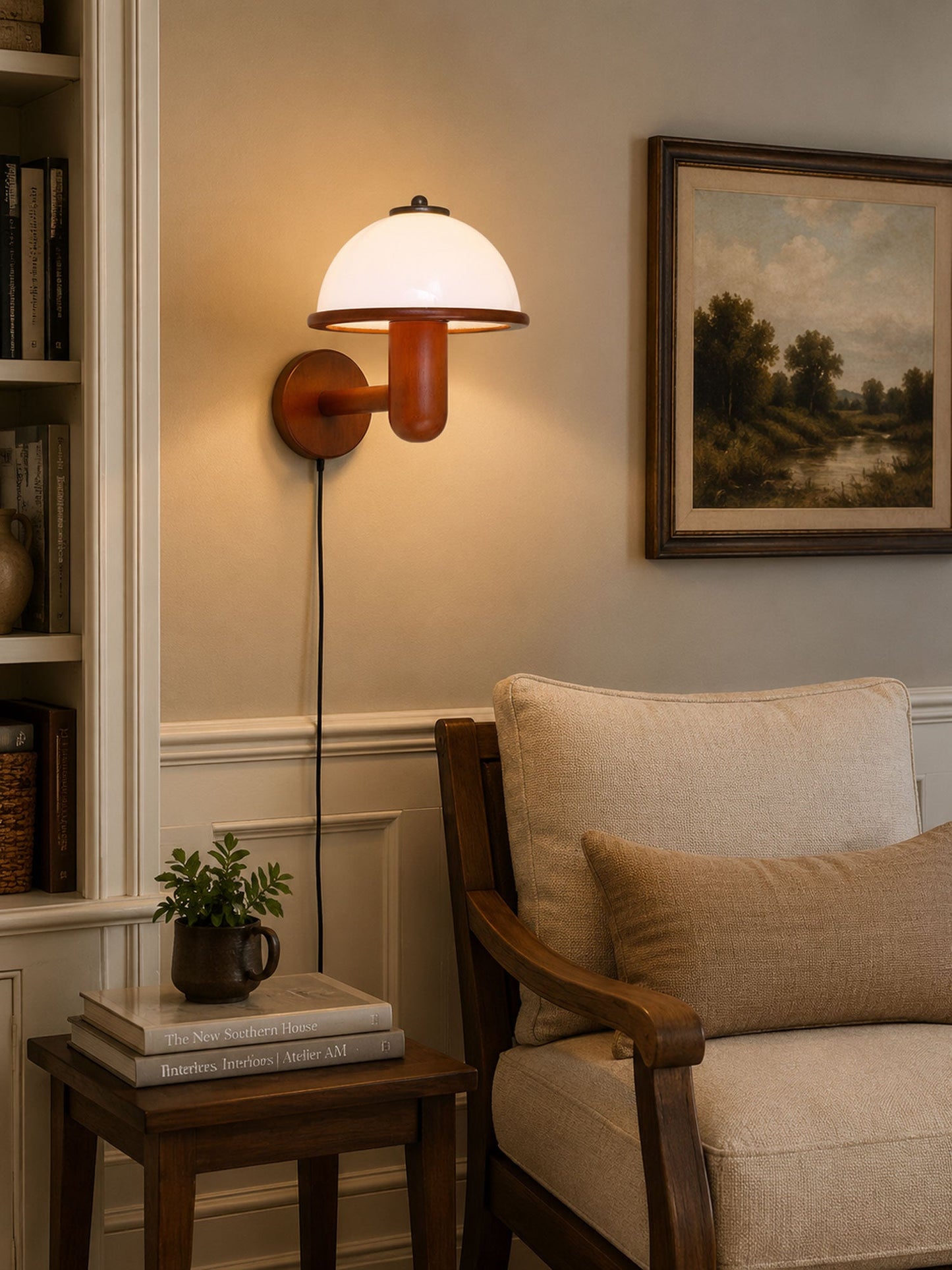 Mushroom Wood Wall Lamp - Adjustable Brightness, Eco-Friendly Design