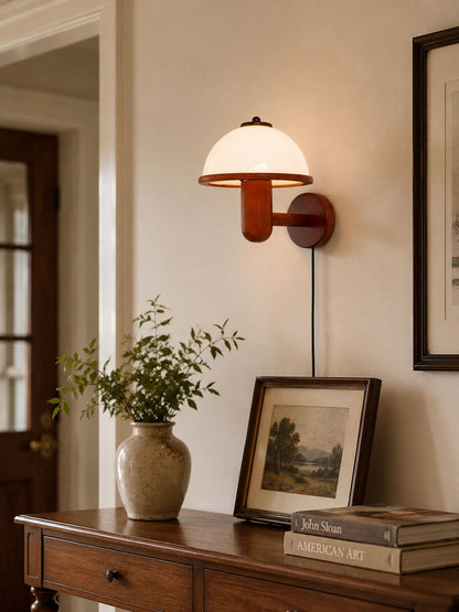 Mushroom Wood Wall Lamp - Adjustable Brightness, Eco-Friendly Design