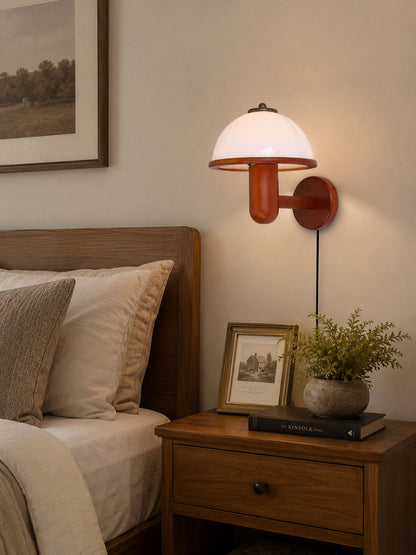 Mushroom Wood Wall Lamp - Adjustable Brightness, Eco-Friendly Design