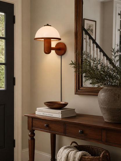 Mushroom Wood Wall Lamp - Adjustable Brightness, Eco-Friendly Design